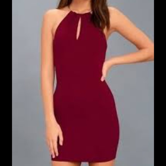 Lulus Dresses & Skirts - - NWT Lulus red wine halter bodycon midi dress